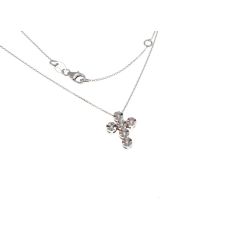 Cross Necklace with 6 Faceted Circle Diamonds