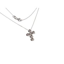 Cross Necklace with 6 Faceted Circle Diamonds