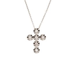 Cross Necklace with 6 Faceted Circle Diamonds