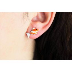 Earrings Fish Orange photo of worn
