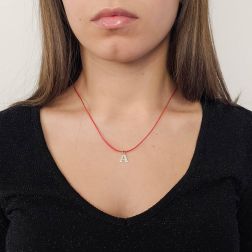 Photo of worn Initial Letter A Pendants in White Gold