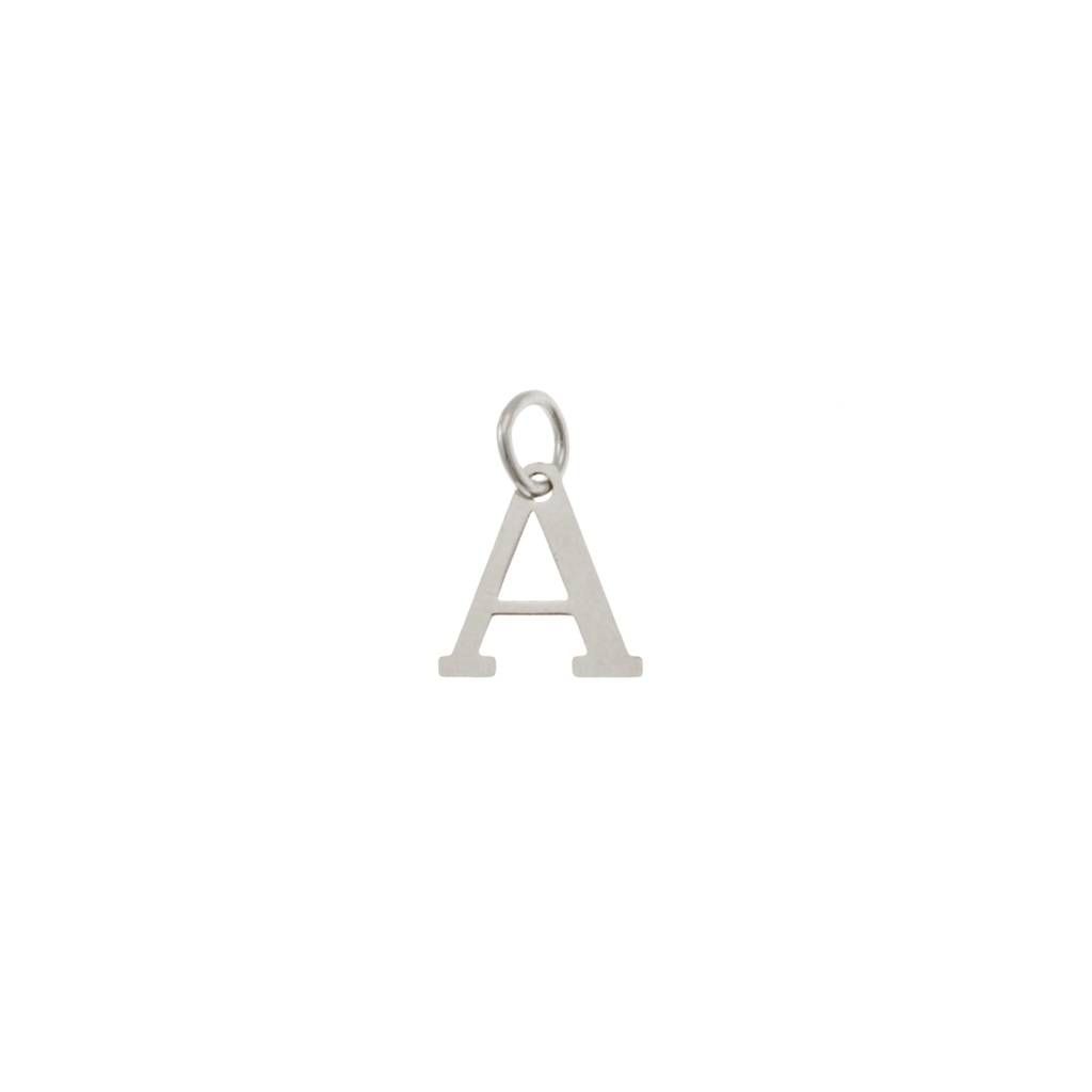 Initial Letter A Pendants in White Gold