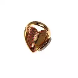 Double Heart ring with Rubies and Diamonds in Rose and White 18kt gold