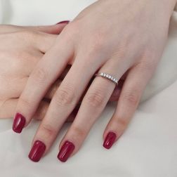 Photo of worn 7 Diamonds White Gold Ring - 2.70mm
