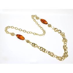 Necklace with ovals and amber