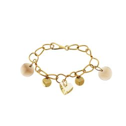 Yellow Gold chain bracelet with Gold and Topaz pendants