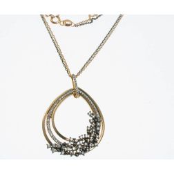 Necklace with drop pendant and zircons