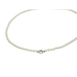 4mm Akoya Pearl Necklace Lobster Clasp with Diamonds in White Gold