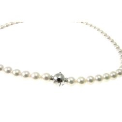 Collana Perle Akoya 6.5mm chiusura Sfera 18 Diamanti in Oro Bianco