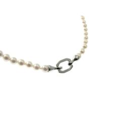 4.5mm Akoya Pearl Necklace Octagonal Clasp in White Gold