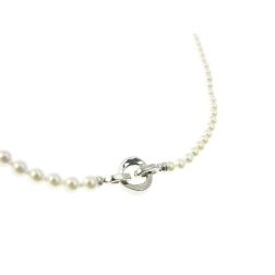 Collana Perle Akoya 4mm chiusura tonda incavata in Oro Bianco