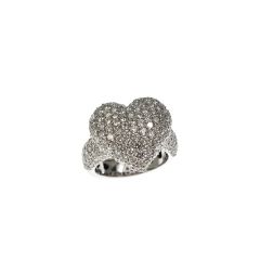 Anello Cuore Pavè con Diamanti Oro Bianco 18kt