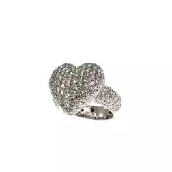Anello Cuore Pavè con Diamanti Oro Bianco 18kt