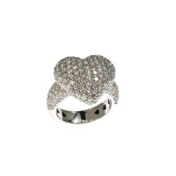 Heart ring with White Diamonds in White 18kt gold