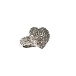 Heart ring with White Diamonds in White 18kt gold