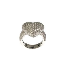 Heart ring with White Diamonds in White 18kt gold