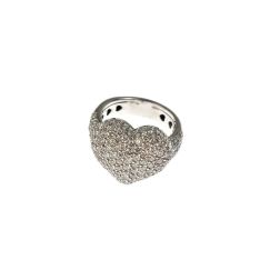 Anello Cuore Pavè con Diamanti Oro Bianco 18kt
