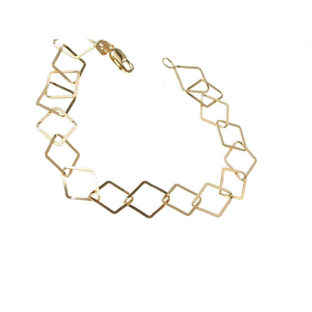 18cm Chain Bracelet with flat Rhombus in 18kts yellow gold
