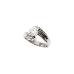 1.02ct "Louvre" Double Diamond Platinum Surrounded Solitaire Ring