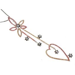 Ciondolo Fiori e Cuore Zaffiri e Diamanti in Oro Bianco 18kt