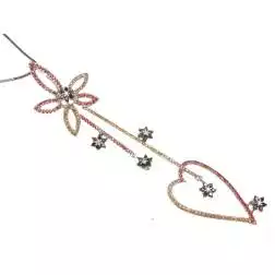 Pendant Flowers and Heart Sapphires and Diamonds in White Gold