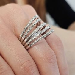 Photo of worn Ring Design 5 Arches with 105 Diamonds in White Gold