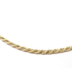 Yellow gold rope necklace with white gold venetian 55cm x 3.80mm