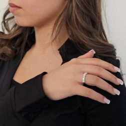 Veretta 7 Diamanti Suspended - Larghezza 3.60mm Oro Bianco foto indossata