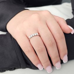Photo of worn 5 Diamonds White Gold Ring - 3.6mm