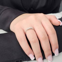 Photo of worn  5 Diamonds White Gold Ring - 2.7mm