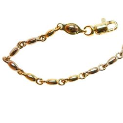Bracciale Catena tubolare chicchi ovali Bicolore