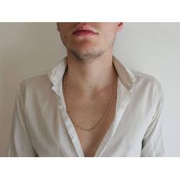 Collana 60cm Catena a molla e freccia alternata Bicolore foto indossata