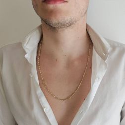Photo of worn 60cm Necklace Spring Chain and Alternating Arrow Two-Tone