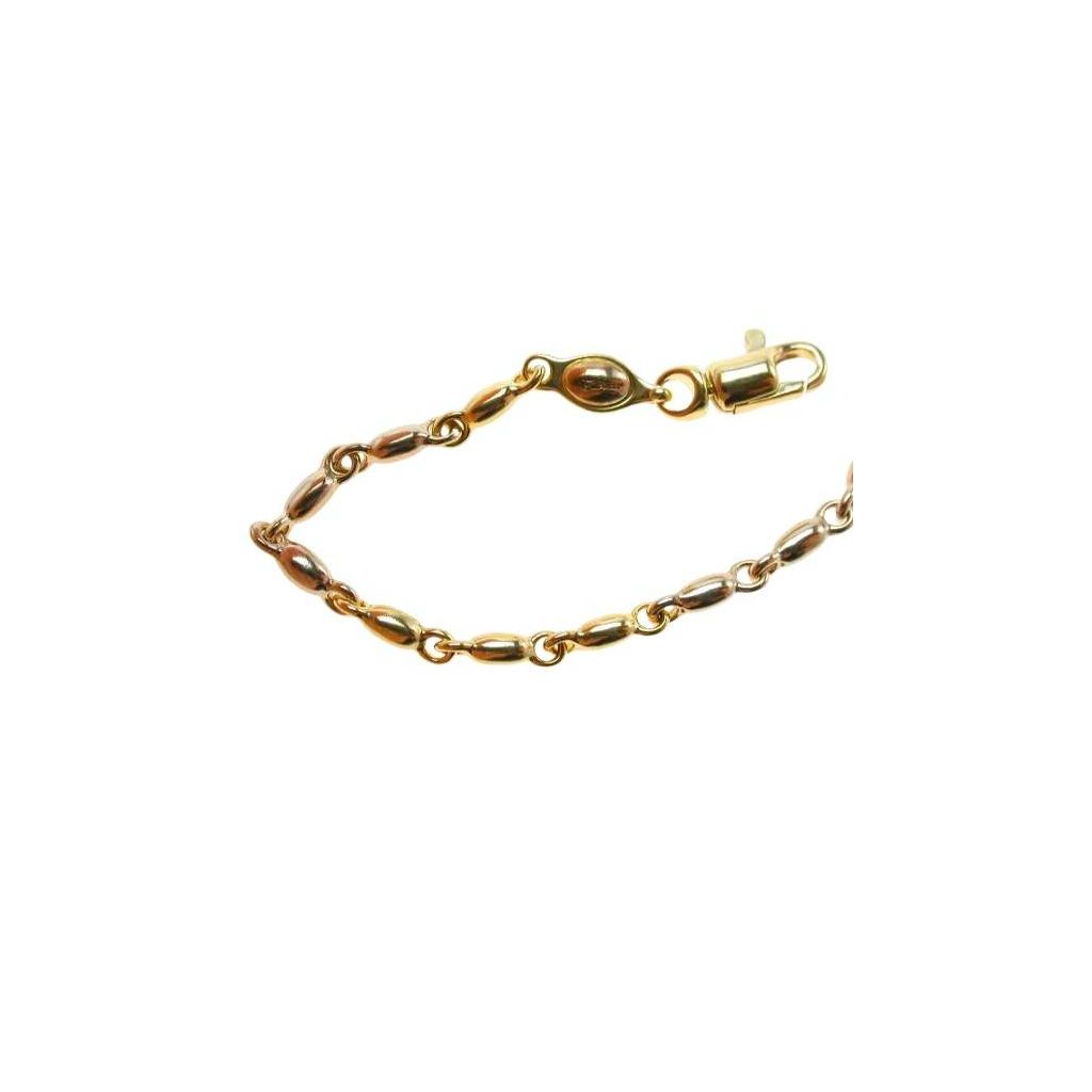 Collana Girocollo 46cm Catena tubolare chicchi ovali Bicolore