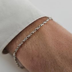 Bracciale Catena a molla e freccia alternata Oro Bianco foto indossata