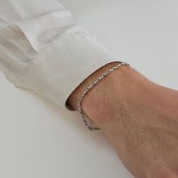 Bracciale Catena a molla e freccia alternata Oro Bianco foto indossata