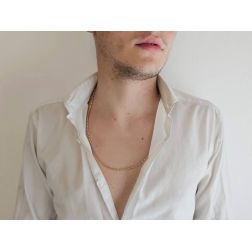 Collana 61cm Catena tubolare chicchi ovali Bicolore foto indossata