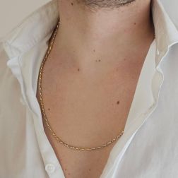 Collana 61cm Catena tubolare chicchi ovali Bicolore foto indossata