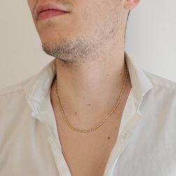Collana Girocollo 45cm Catena tubolare chicchi ovali Bicolore foto indossata