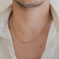 Collana Girocollo 45cm Catena tubolare chicchi ovali Bicolore foto indossata