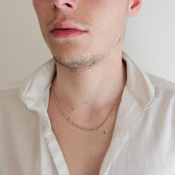 Photo of worn 46cm Necklace Spring Chain and Alternating Arrow Two-Tone