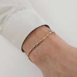 Photo of worn Bracelet Tubular Chain Oval Grains Two-Tone
