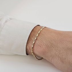 Bracciale Catena tubolare chicchi ovali Bicolore foto indossata