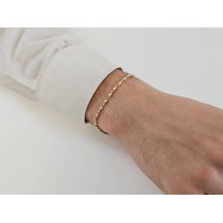 Bracciale Catena tubolare chicchi ovali Bicolore foto indossata
