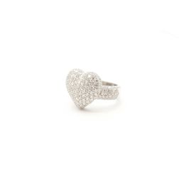 Heart ring with White Diamonds in White 18kt gold
