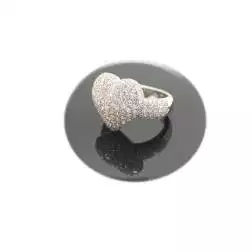 Anello Cuore Pavè con Diamanti Oro Bianco 18kt