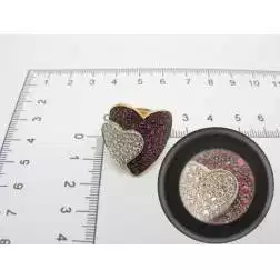 Anello Pavè Doppio Cuore con Rubini e Diamanti in Oro Rosa e Bianco 18kt