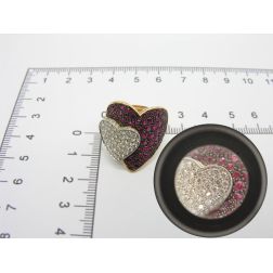 Double Heart ring with Rubies and Diamonds in Rose and White 18kt gold