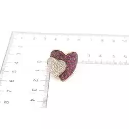 Double Heart ring with Rubies and Diamonds in Rose and White 18kt gold