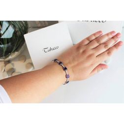 Photo of worn Tennis Bracelet Square Amethysts and 50 Diamonds